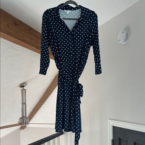 Market & Spruce Blue and White Long Sleeve Wrap Dress